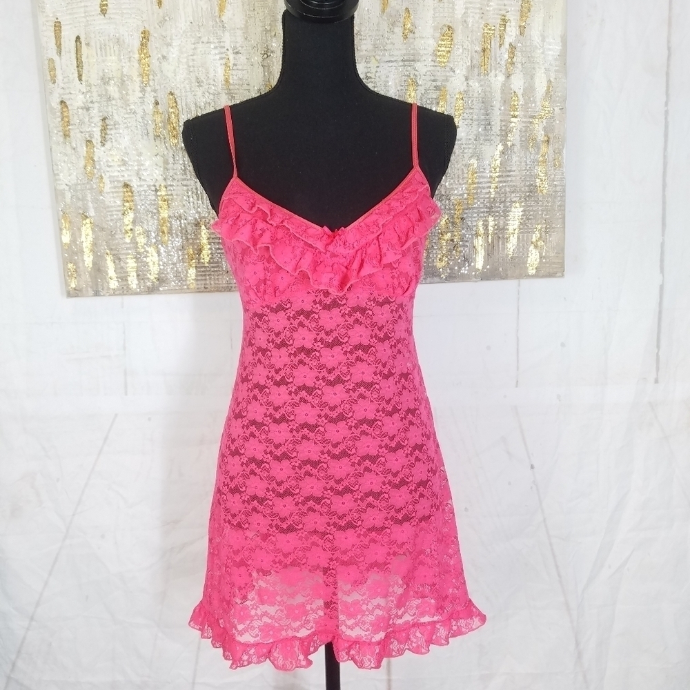 In Bloom Pink Lace Sheer Nightie View 6
